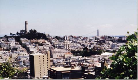 Coit Tower from Lombard Street.