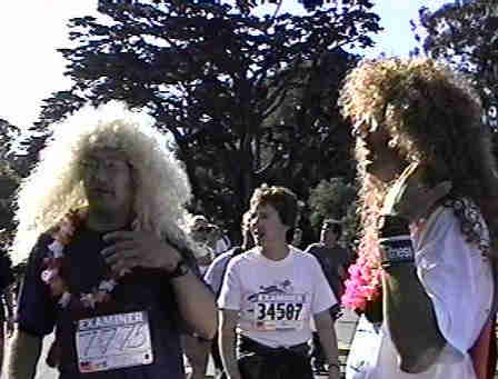 Bay to Breakers Race, men with wigs on.
