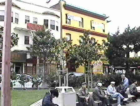 Old men sitting on benches